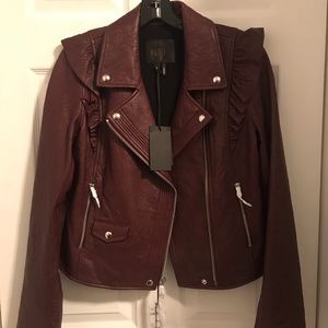 Paige Ruffle Leather Jacket  Size M